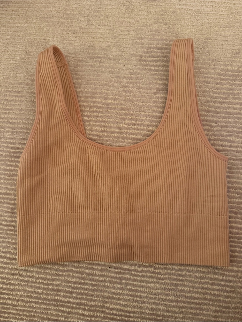 Abound Ribbed Scoop Tank Top in Beige